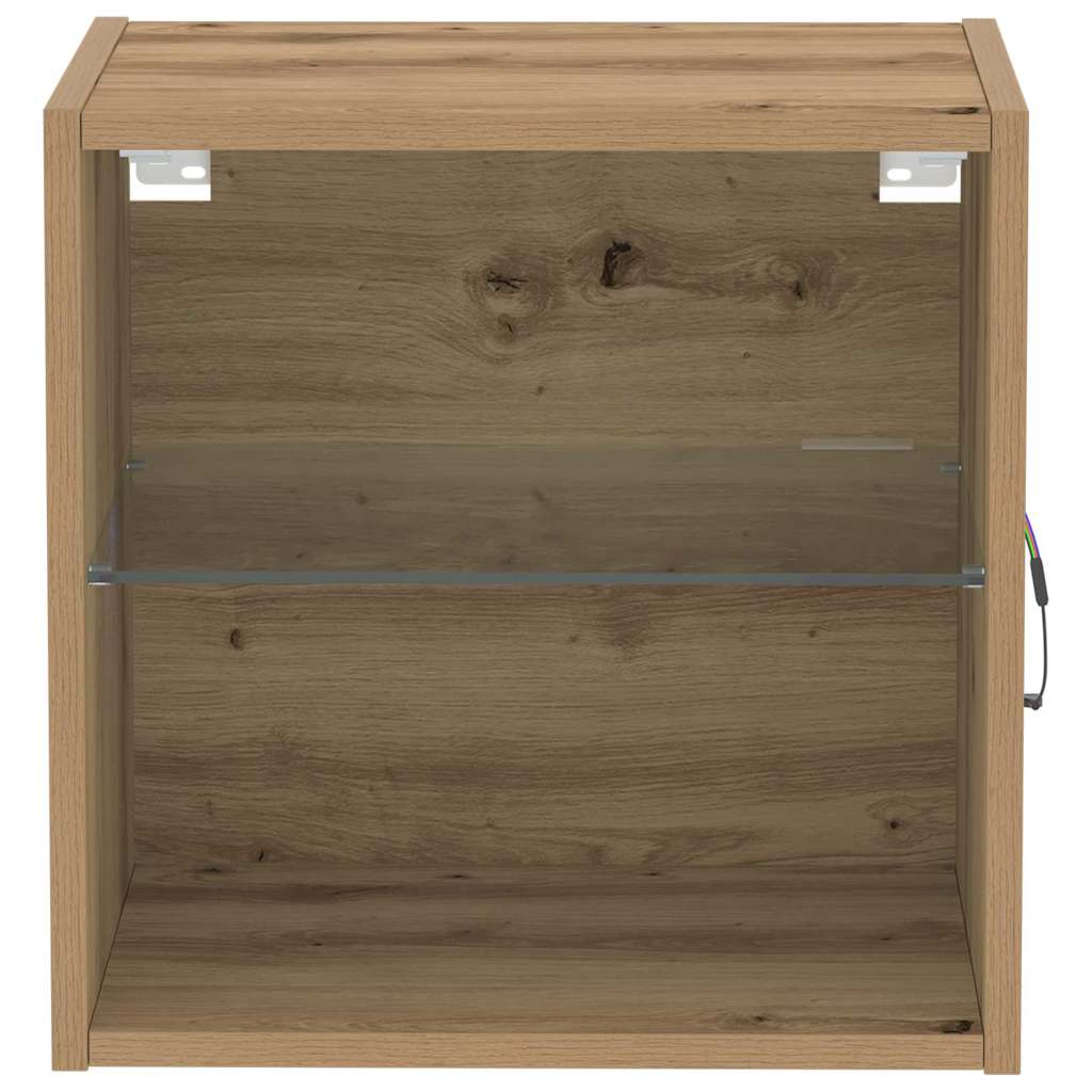 Floating Shelf with LED Light 2 pcs Smeđa 40 x 28,5 x 40 cm