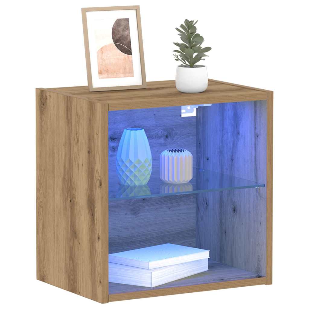 Floating Shelf with LED Light 2 pcs Smeđa 40 x 28,5 x 40 cm