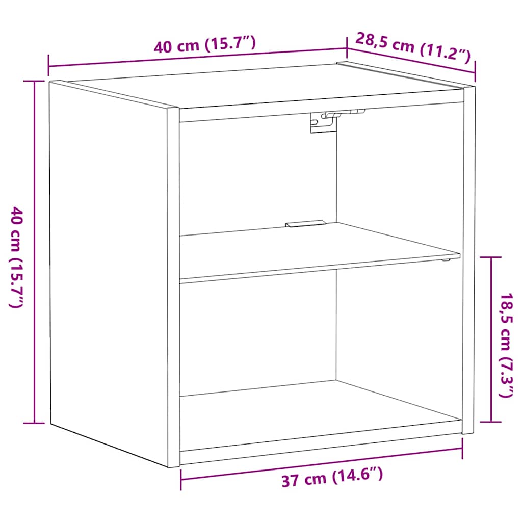 Floating Shelf with LED Light 2 pcs Smeđa 40 x 28,5 x 40 cm