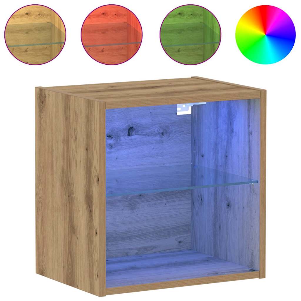 Floating Shelf with LED Light 2 pcs Smeđa 40 x 28,5 x 40 cm