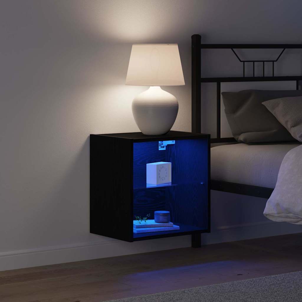 Floating Shelf with LED Light s policom Crna 40 x 28,5 x 40 cm
