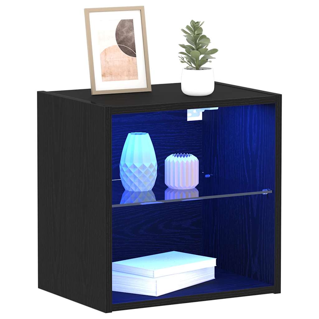 Floating Shelf with LED Light s policom Crna 40 x 28,5 x 40 cm
