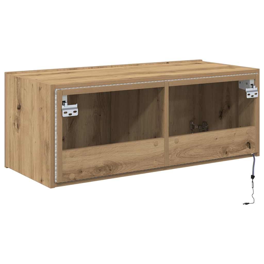TV zidni ormar s LED svjetlima Umjetnički hrast 80 x 35 x 31 cm