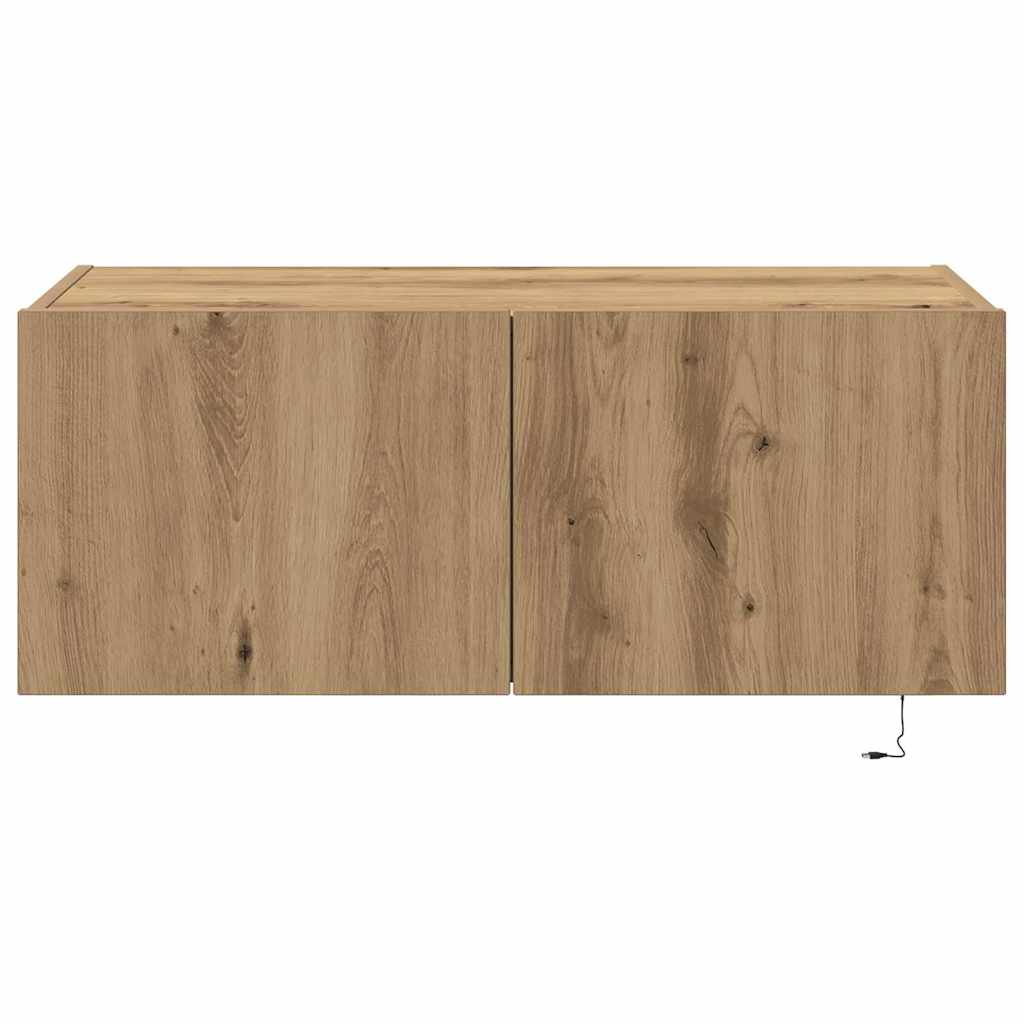 TV zidni ormar s LED svjetlima Umjetnički hrast 80 x 35 x 31 cm