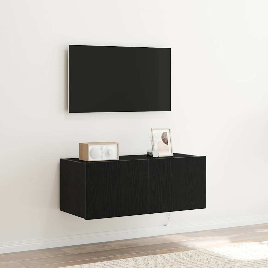 TV zidni ormar Crni hrast 80 x 35 x 31 cm Konstruirano drvo