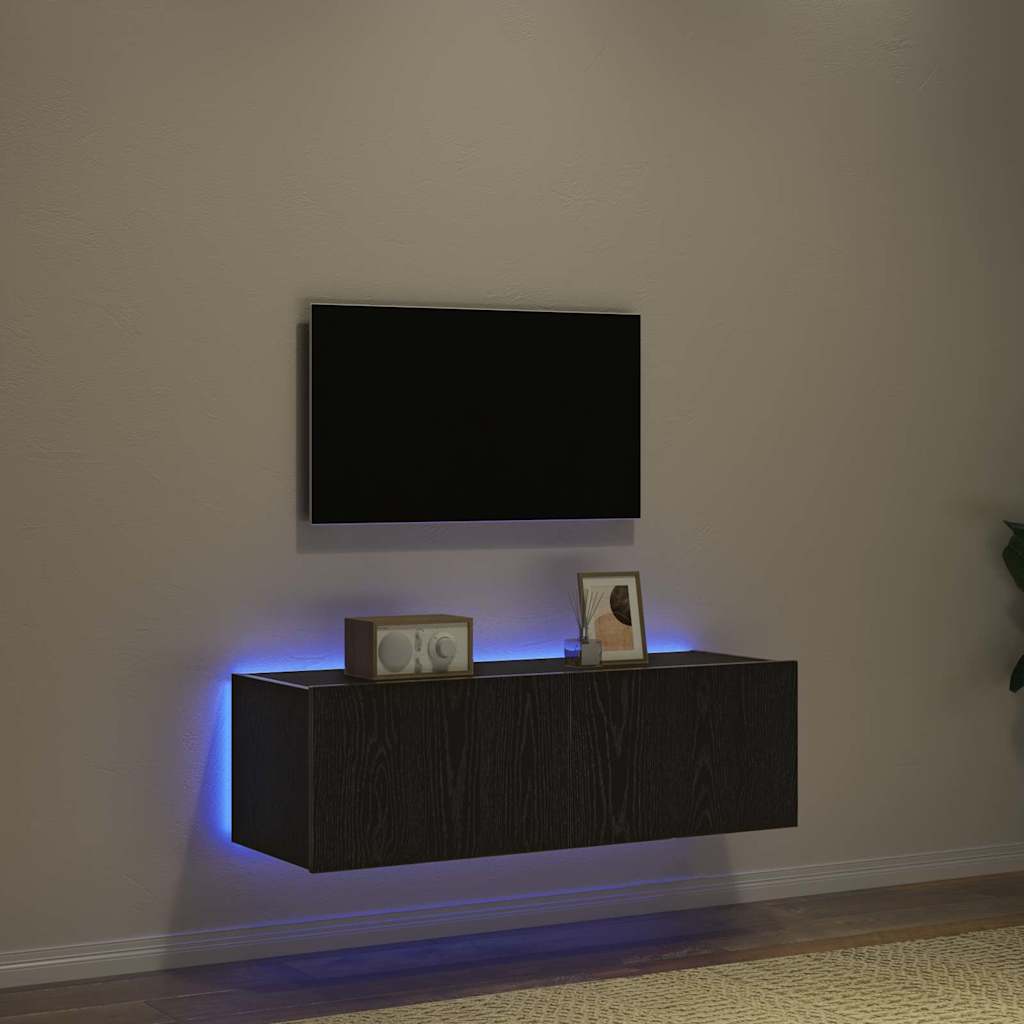 TV zidni ormar Zidne 2 pcs Crni hrast 100 x 35 x 31 cm