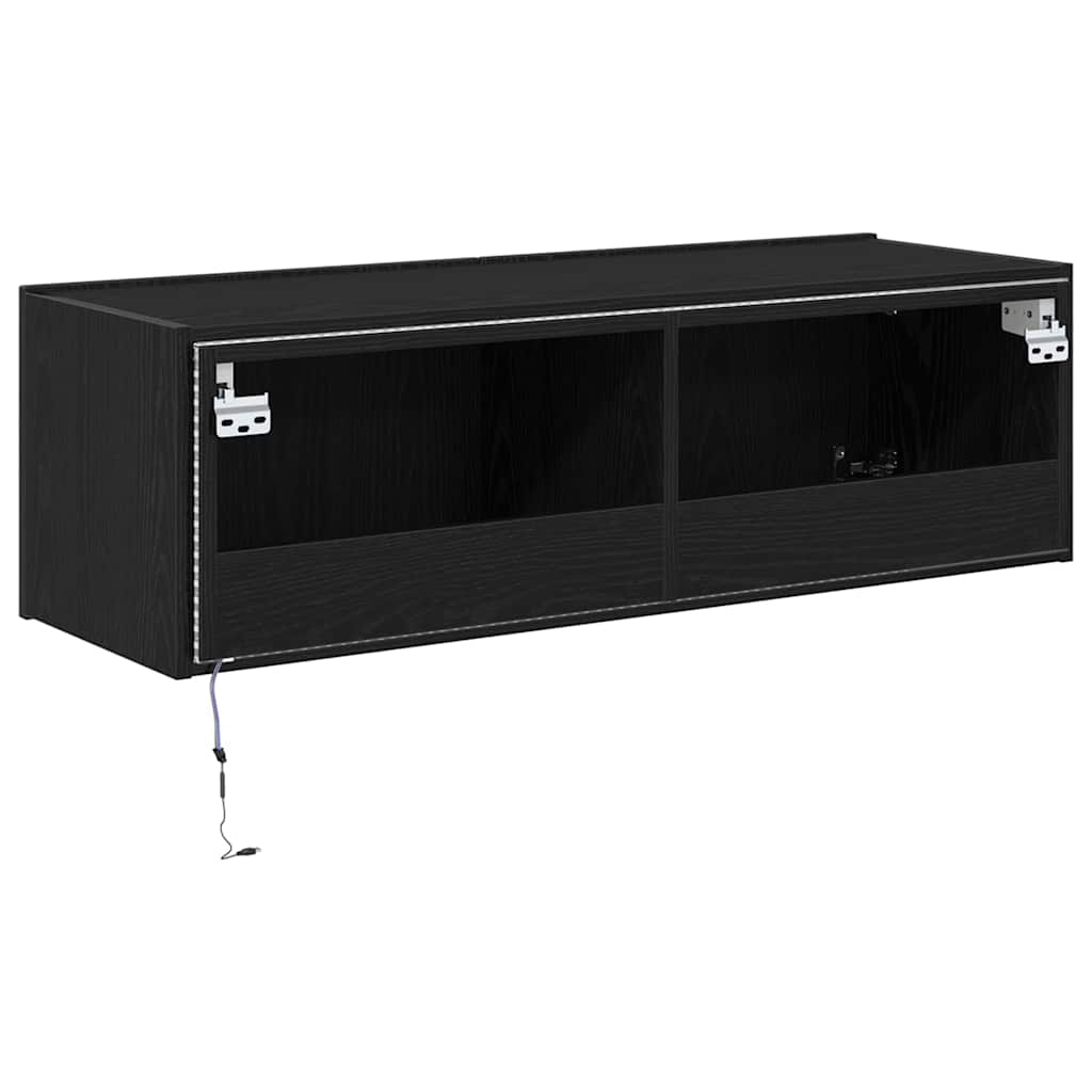 TV zidni ormar Zidne 2 pcs Crni hrast 100 x 35 x 31 cm