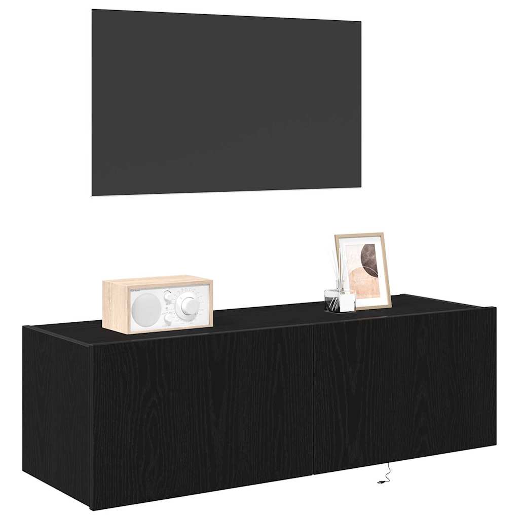 TV zidni ormar Zidne 2 pcs Crni hrast 100 x 35 x 31 cm