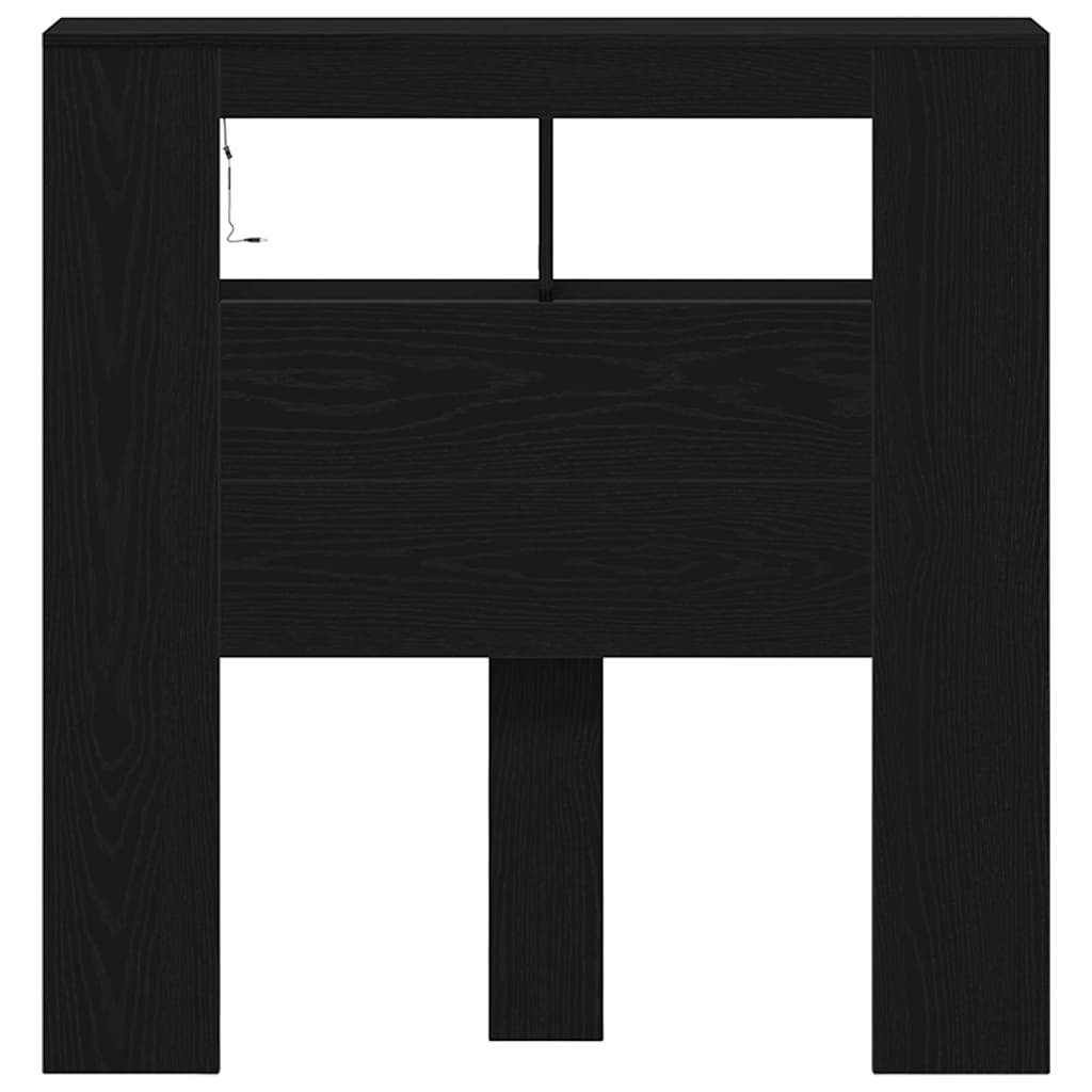 LED glava kreveta s policom Crni hrast 100 x 18,5 x 103,5 cm