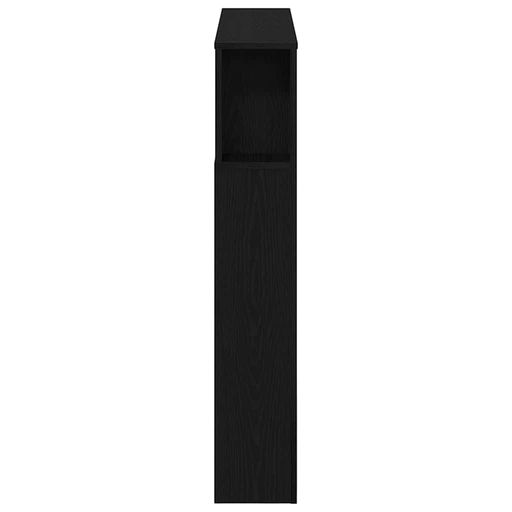 LED glava kreveta s policom Crni hrast 100 x 18,5 x 103,5 cm