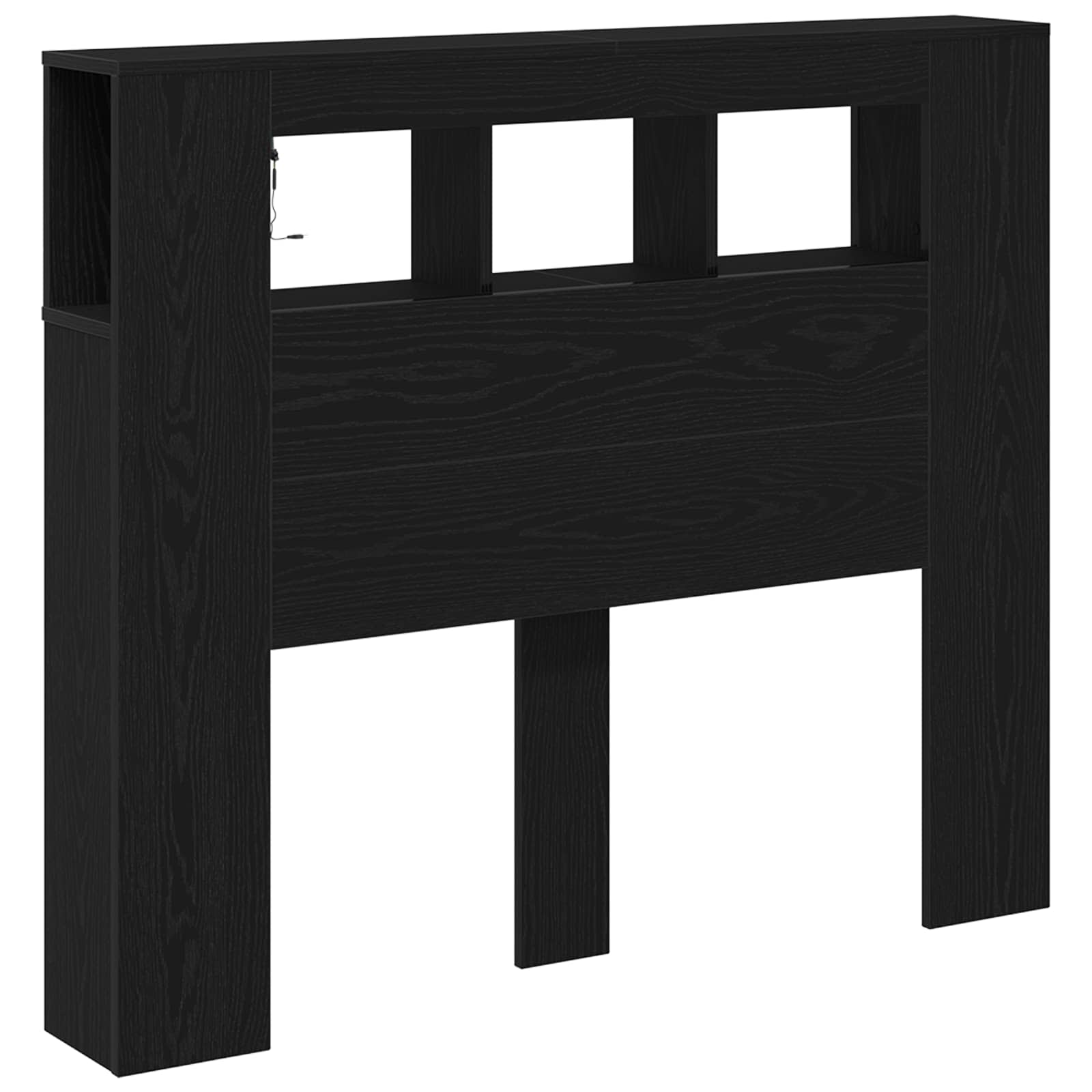 LED glava kreveta s policom Crni hrast 120 x 18,5 x 103,5 cm