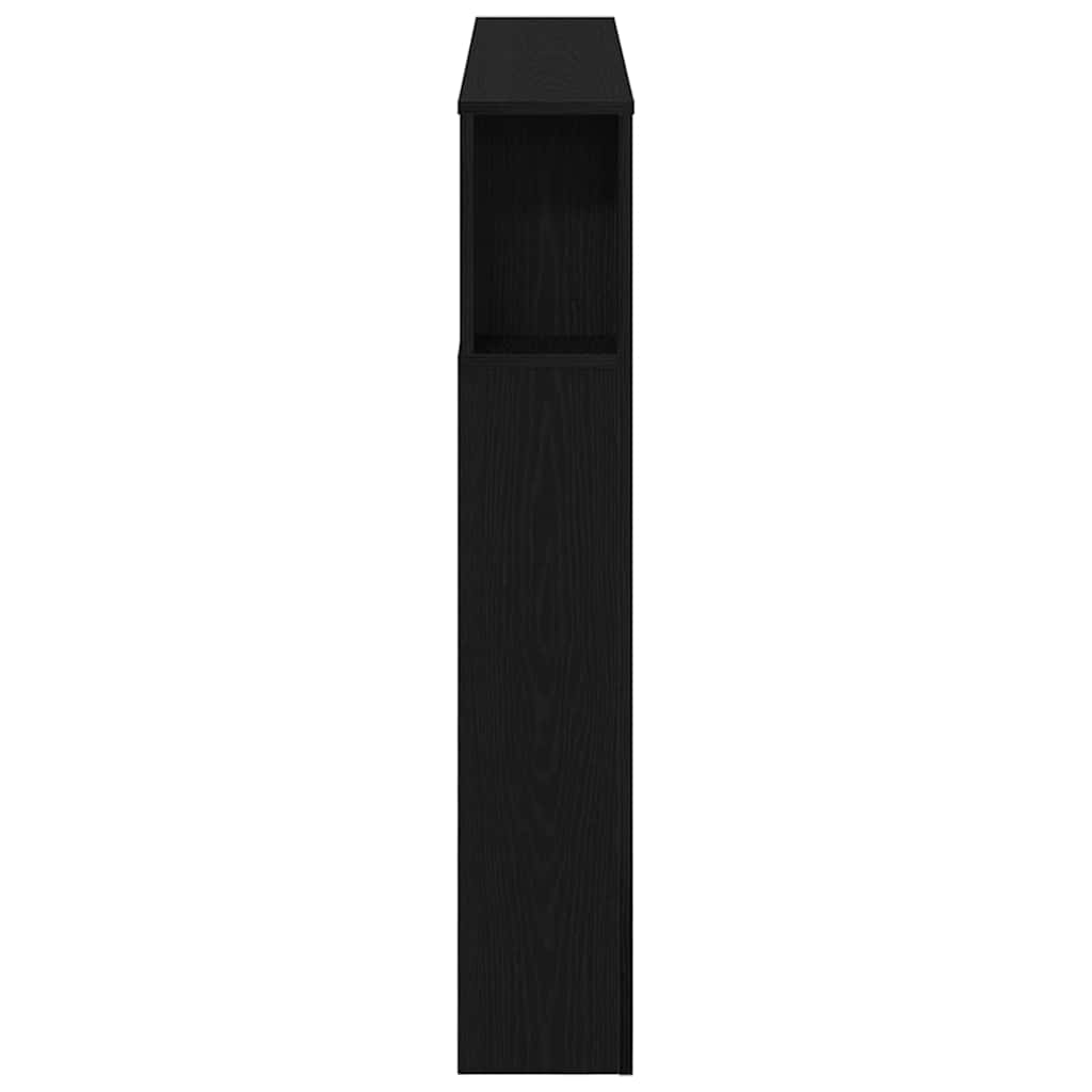 LED glava kreveta s policom Crni hrast 120 x 18,5 x 103,5 cm
