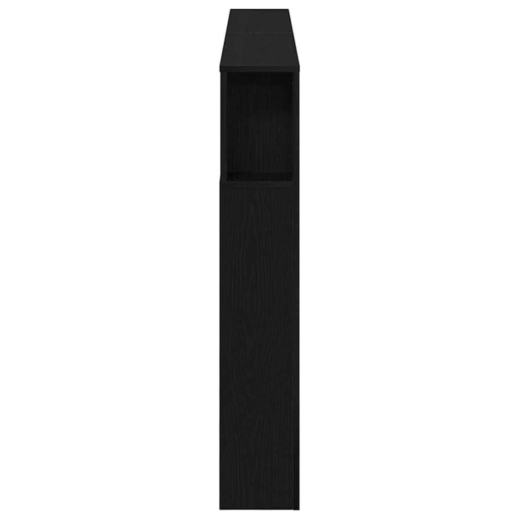 LED glava kreveta s policom Crni hrast 180 x 18,5 x 103,5 cm