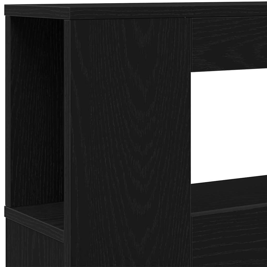 LED glava kreveta s policom Crni hrast 220 x 18,5 x 103,5 cm