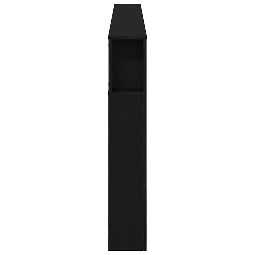 LED glava kreveta s policom Crni hrast 220 x 18,5 x 103,5 cm