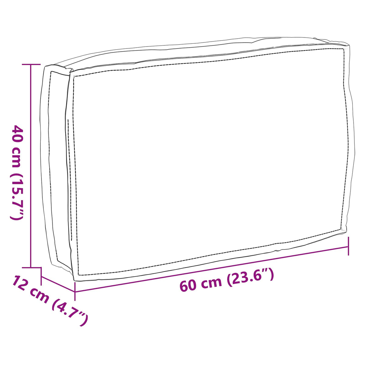 Jastuk Antracit 60 x 40 x 12 cm Oxford tkanina