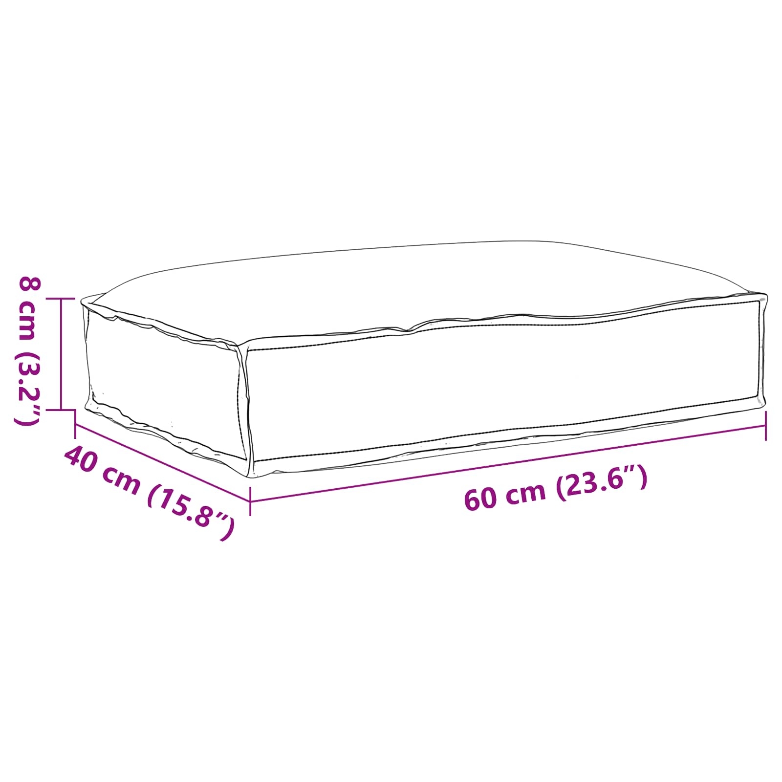 Jastuk Crna 60 x 40 x 8 cm Oxford tkanina