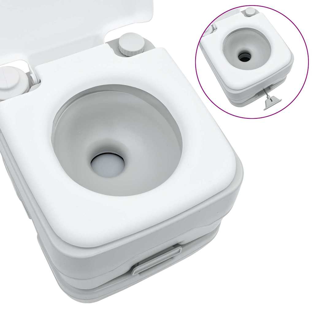 Kamperski WC set 2 pcs Siva i bijela Polietilen Visoke Gustoće