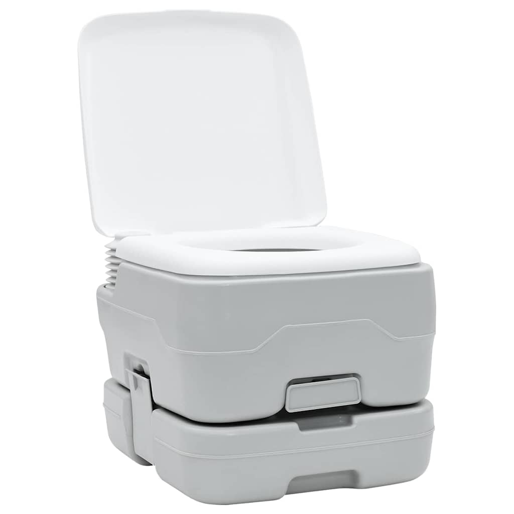 Kamperski WC set 2 pcs Siva i bijela Polietilen Visoke Gustoće