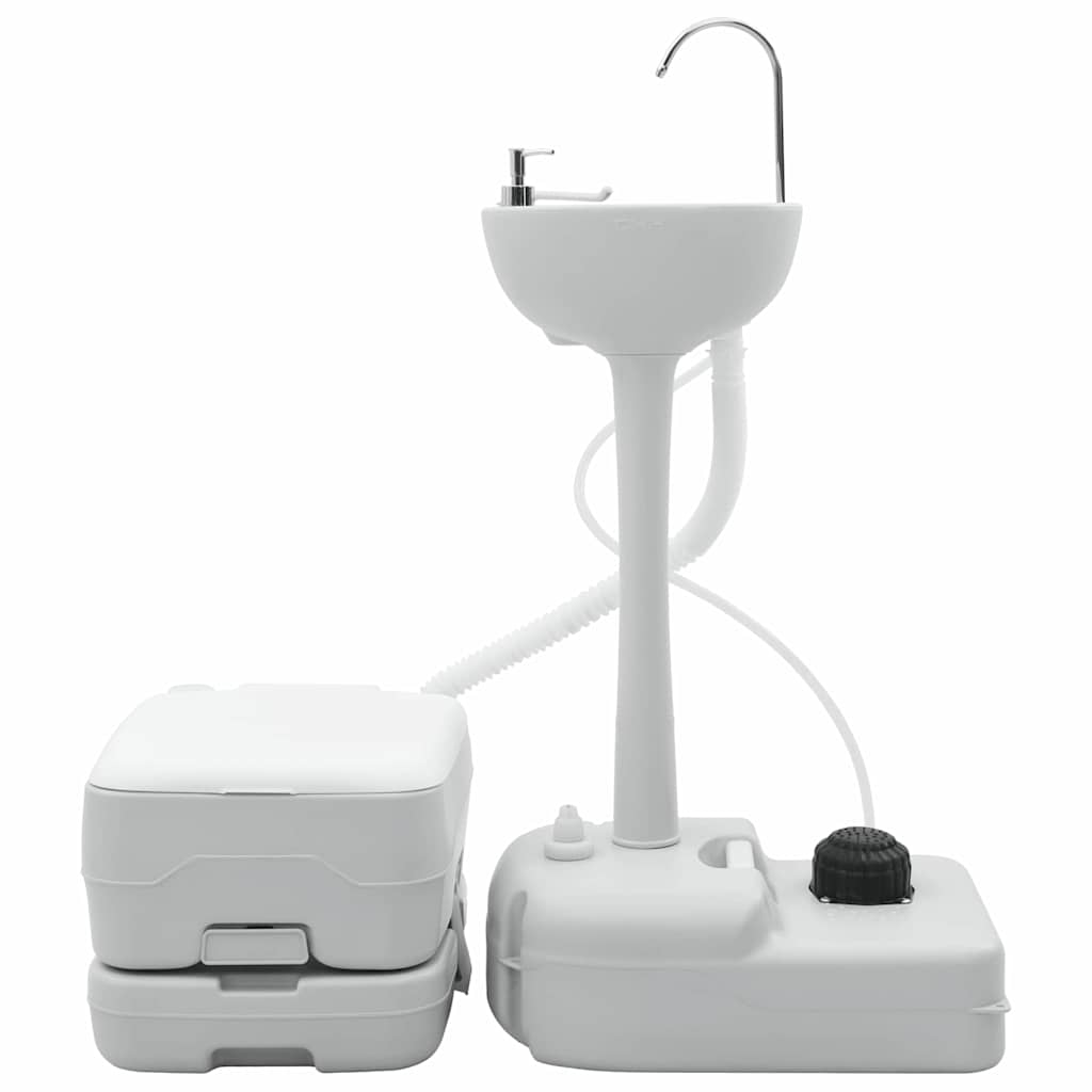Kamperski WC set 2 pcs Siva i bijela Polietilen Visoke Gustoće