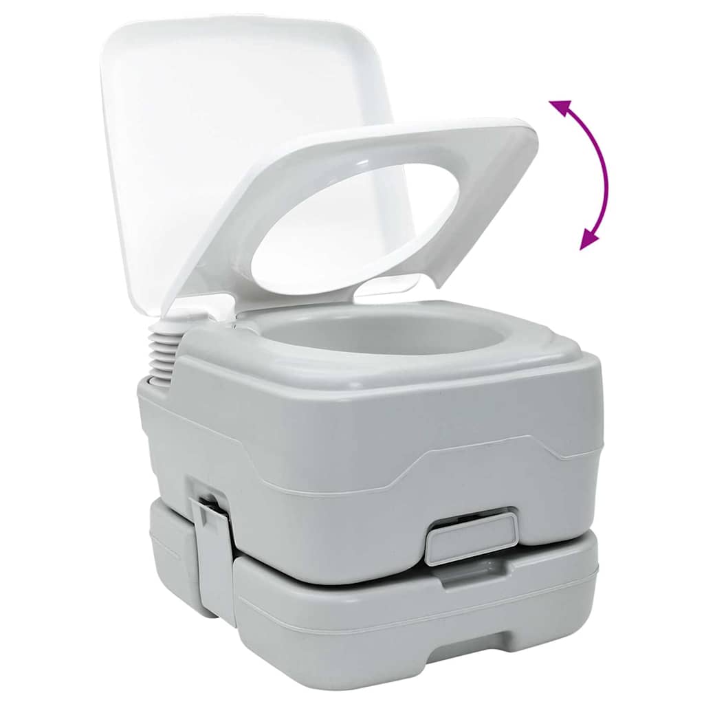 Kamperski WC set 2 pcs Siva i bijela Polietilen Visoke Gustoće