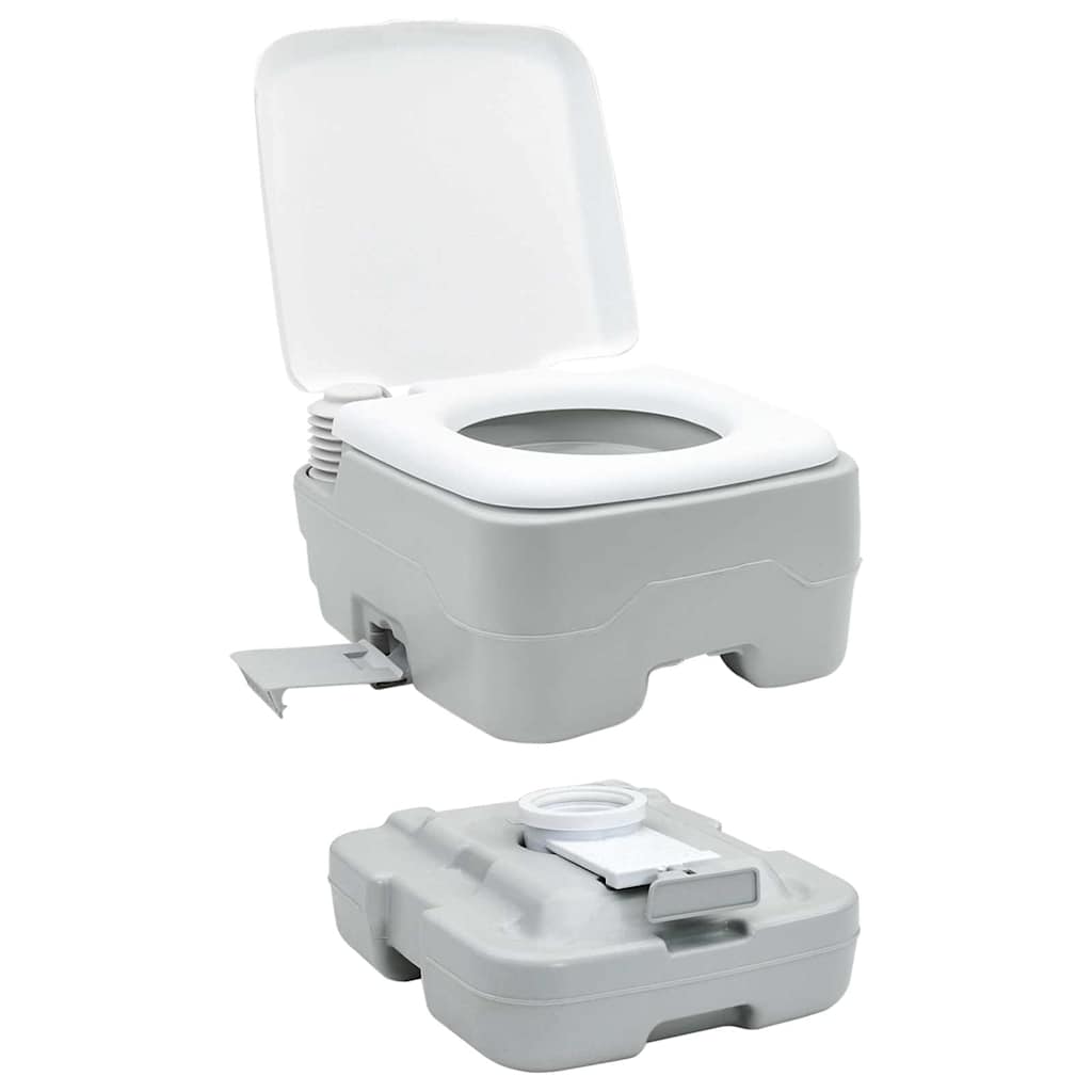 Kamperski WC set 2 pcs Siva i bijela Polietilen Visoke Gustoće