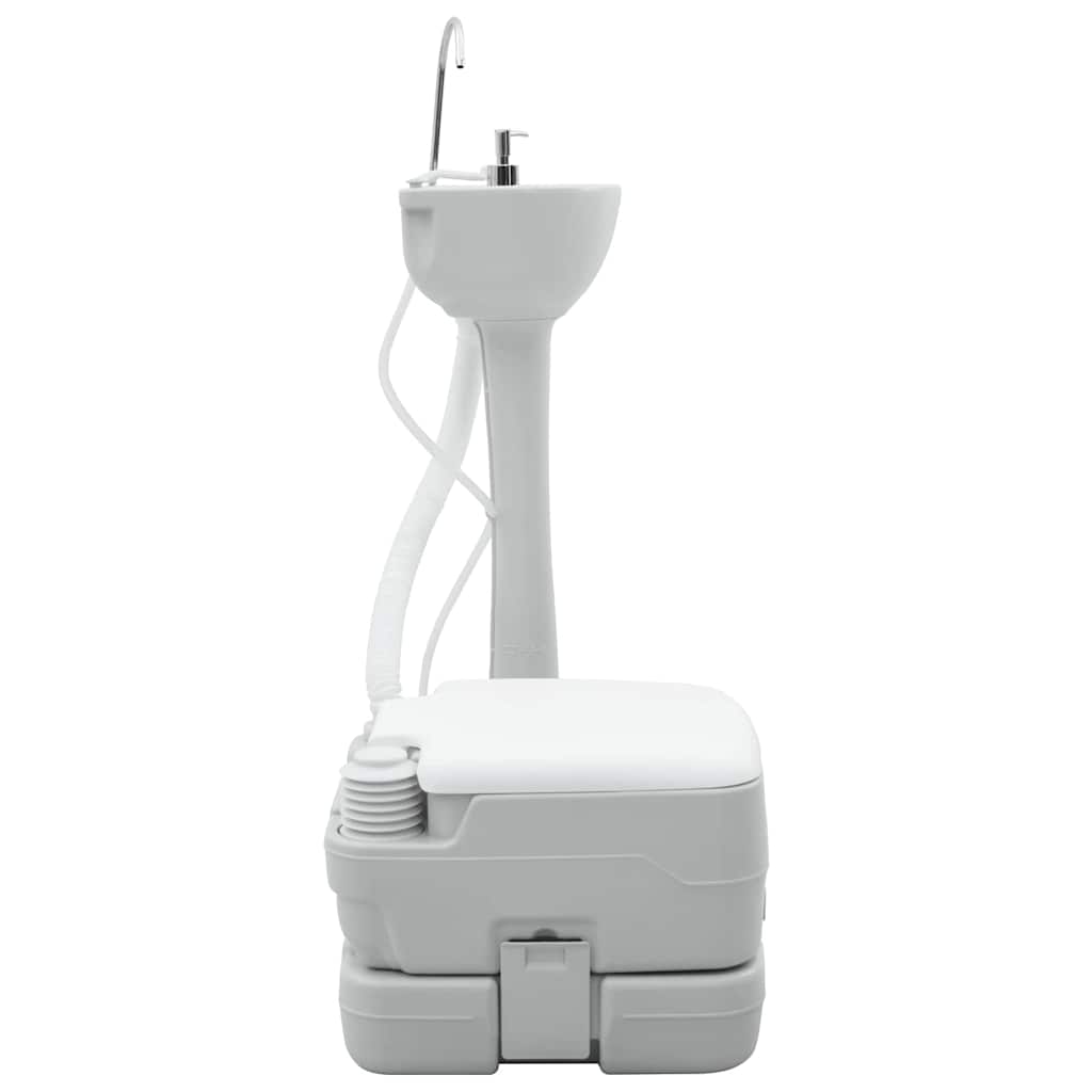 Kamperski WC set 2 pcs Siva i bijela Polietilen Visoke Gustoće
