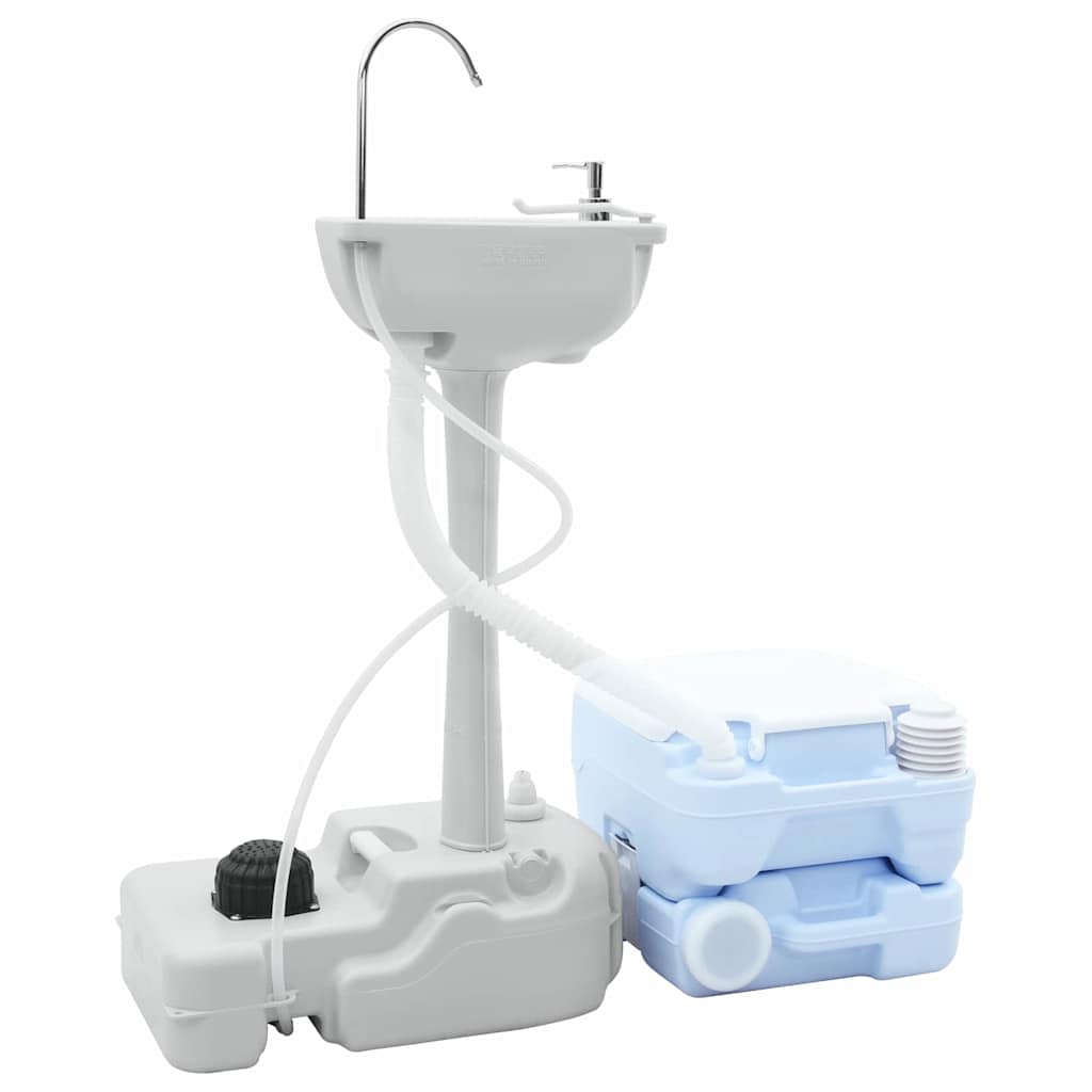 Kamperski WC set 2 pcs Plava i bijela Polietilen Visoke Gustoće