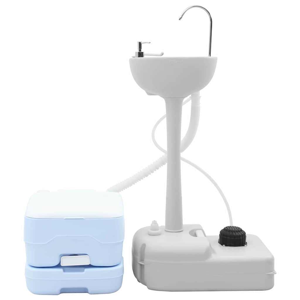 Kamperski WC set 2 pcs Plava i bijela Polietilen Visoke Gustoće