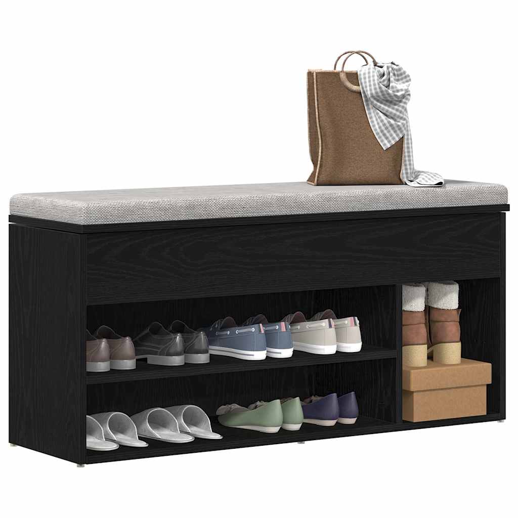Klupa za cipele crni hrast 102x30,5x45 cm izrađeno drvo