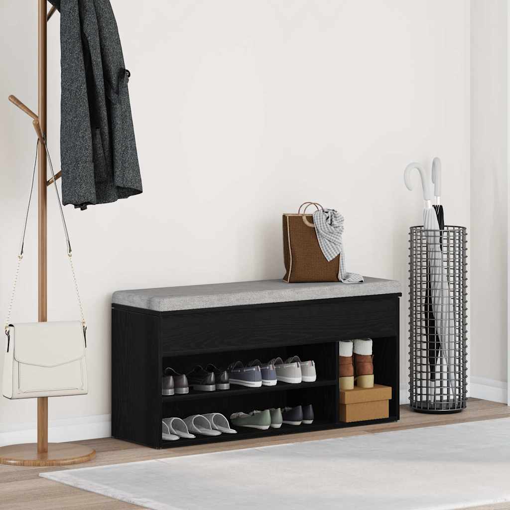 Klupa za cipele crni hrast 102x30,5x45 cm izrađeno drvo