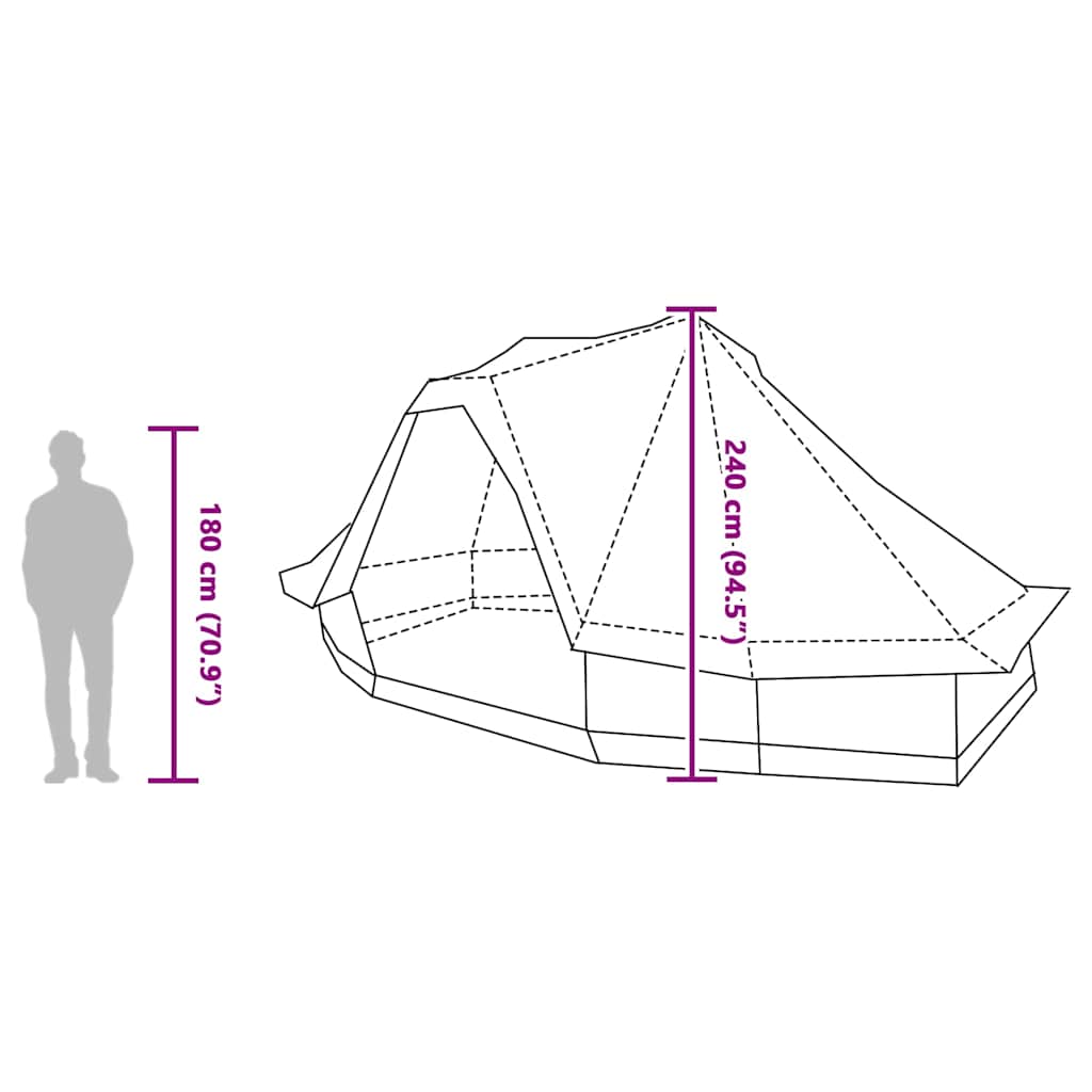 Tipi šator s krovom Siva i narančasta 466 x 310 x 240 cm taft