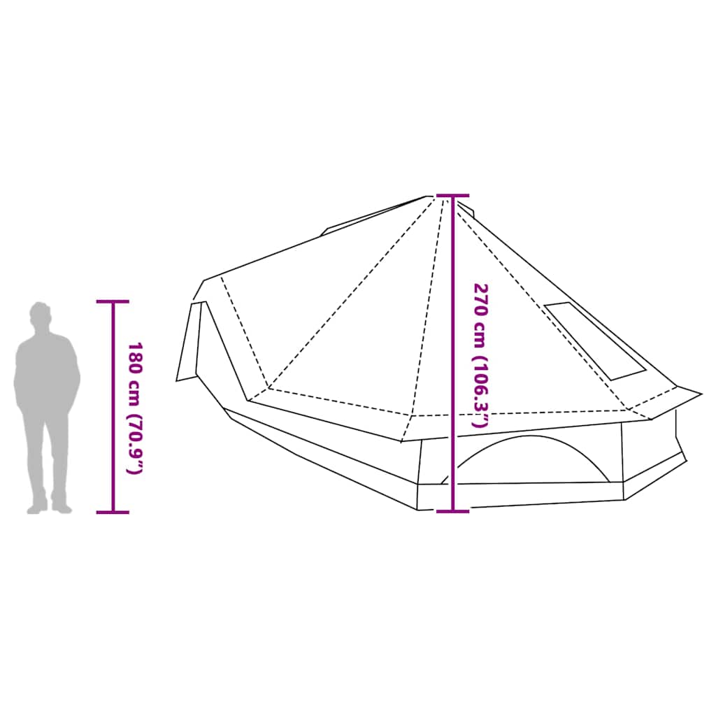 Tipi šator s krovom Siva i narančasta 680 x 430 x 270 cm taft