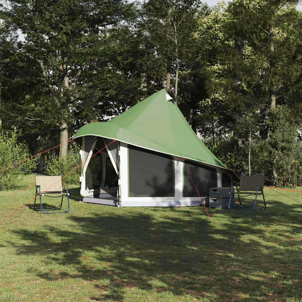 Tipi šator s krovom s pohranom Zelena 404 x 370 x 270 cm taft