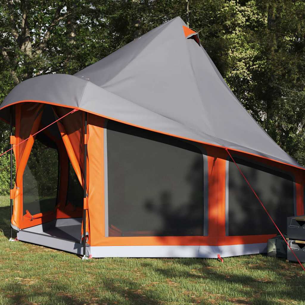 Tipi šator s krovom Siva i narančasta 404 x 370 x 270 cm taft
