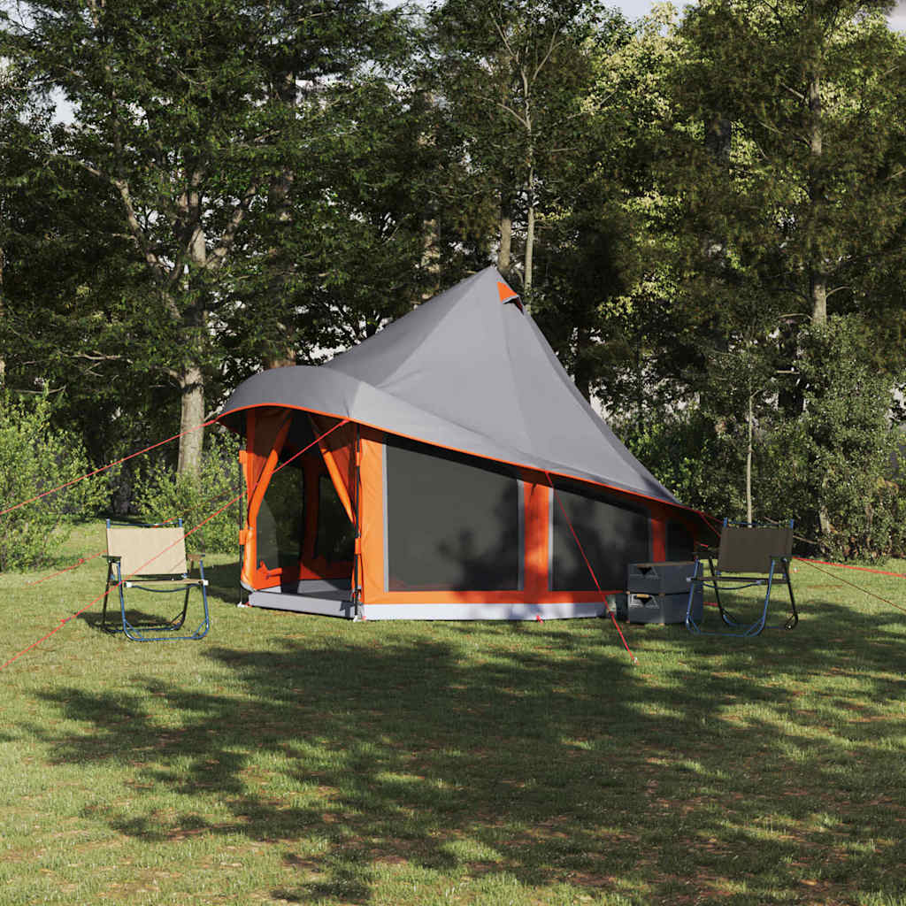 Tipi šator s krovom Siva i narančasta 404 x 370 x 270 cm taft