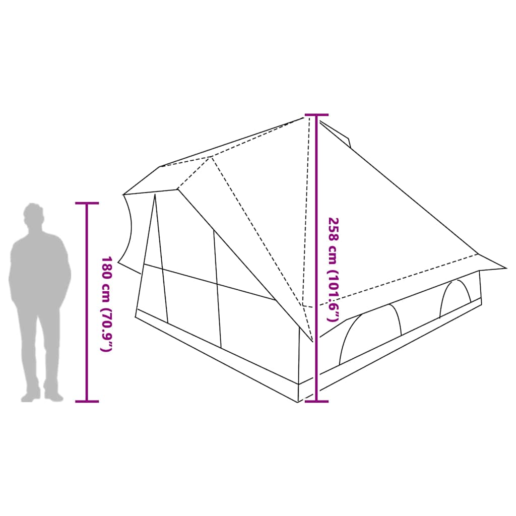 Tipi šator s krovom Siva i narančasta 358 x 296 x 258 cm taft