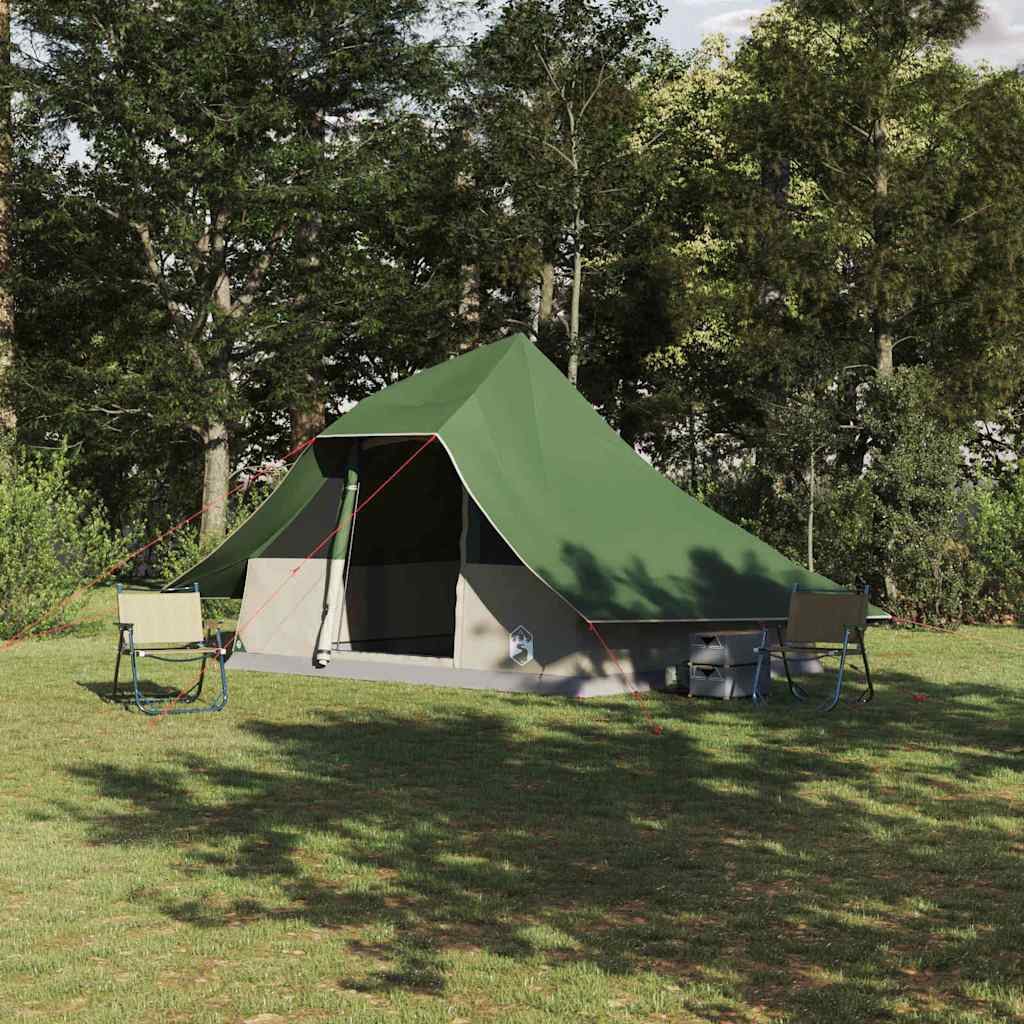 Tipi šator s krovom s pohranom Zelena 364 x 281 x 257 cm taft