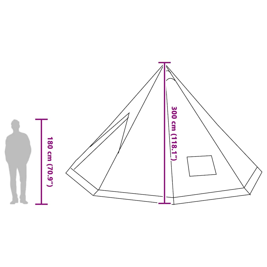 Tipi šator s krovom Siva i narančasta 560 x 560 x 300 cm taft