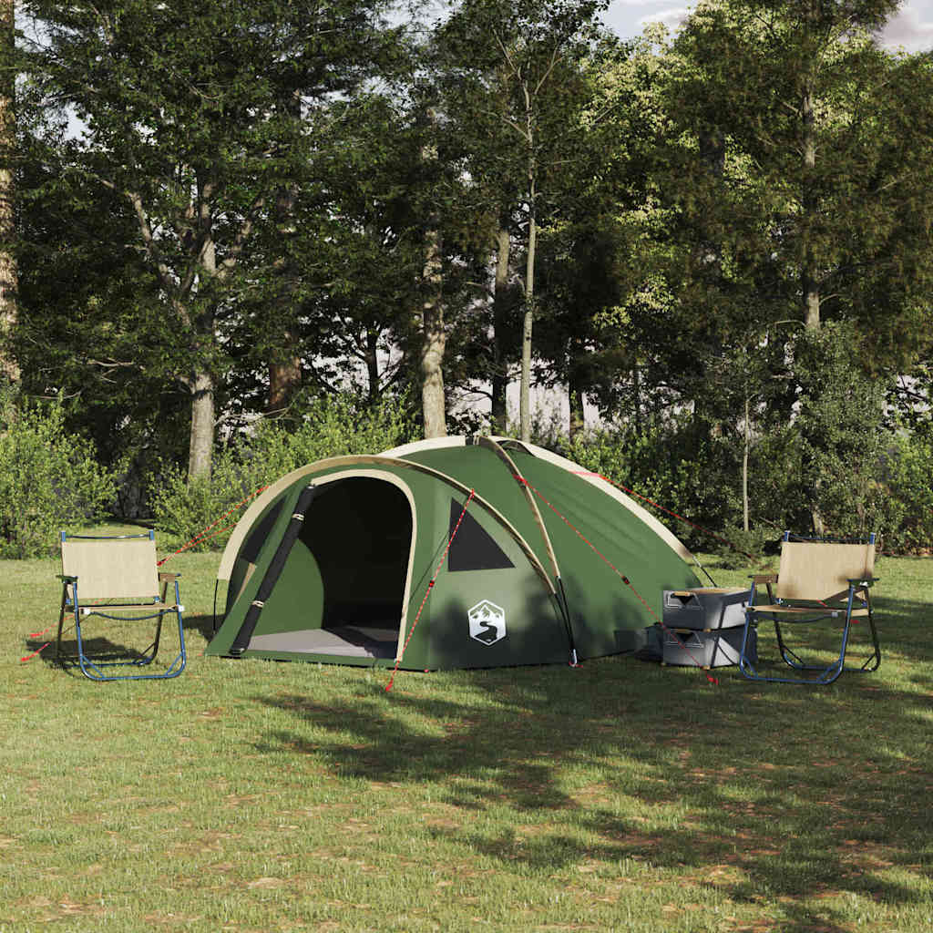 Kamping šator s krovom Zelena 308 x 268 x 130 cm Poliester