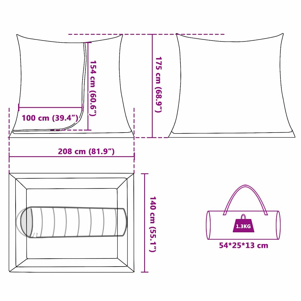 Unutarnji šator Crna 208 x 140 x 175 cm Mreža