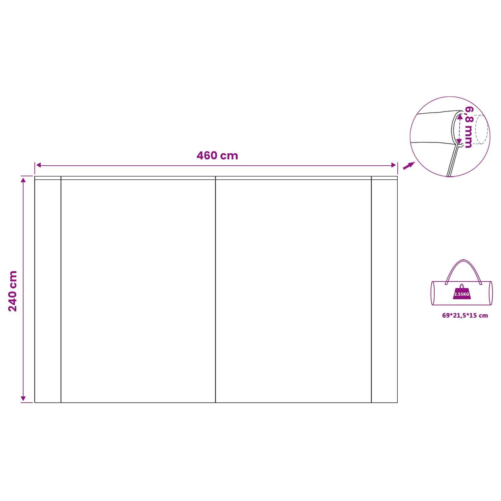 Krov za karavan osoba 240 x 460 cm Vodootporan Plava taft