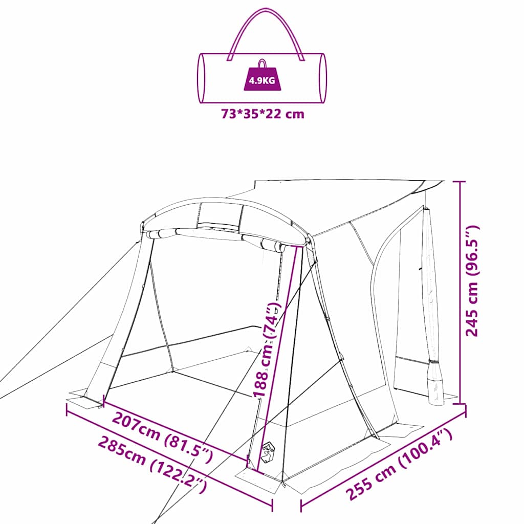 Šator za stražnja vrata automobila Plava 285 x 255 x 245 cm