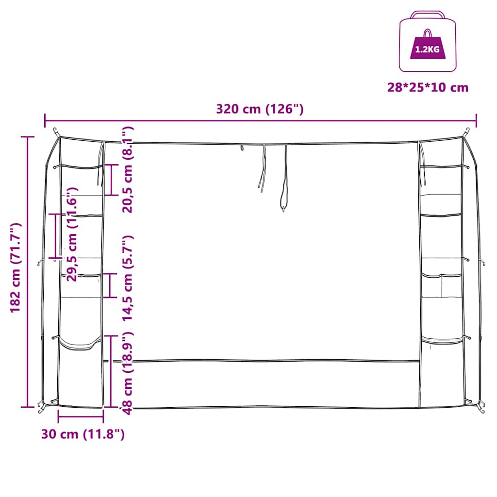 Viseći organizator za šator Siva i plava 320 x 182 cm oxford