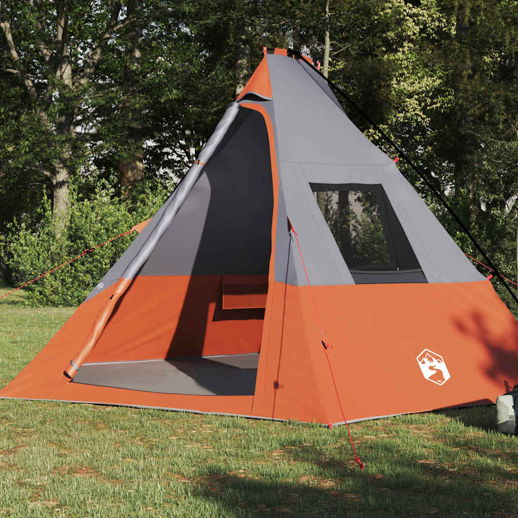 Tipi šator s krovom Siva i narančasta 383 x 338 x 217 cm taft