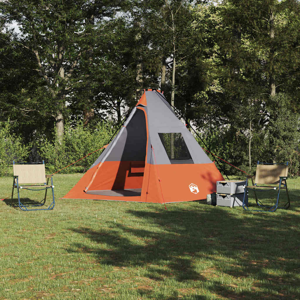 Tipi šator s krovom Siva i narančasta 383 x 338 x 217 cm taft