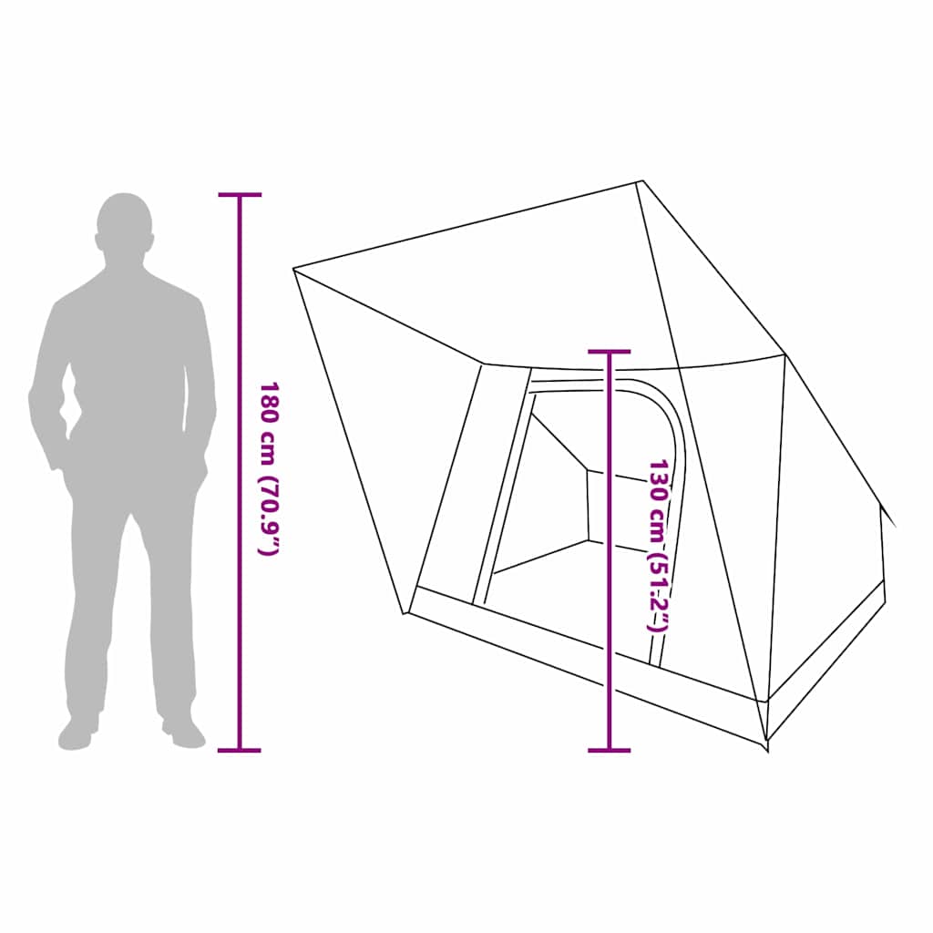 Kamping šator s krovom Zelena 223 x 163 x 130 cm taft