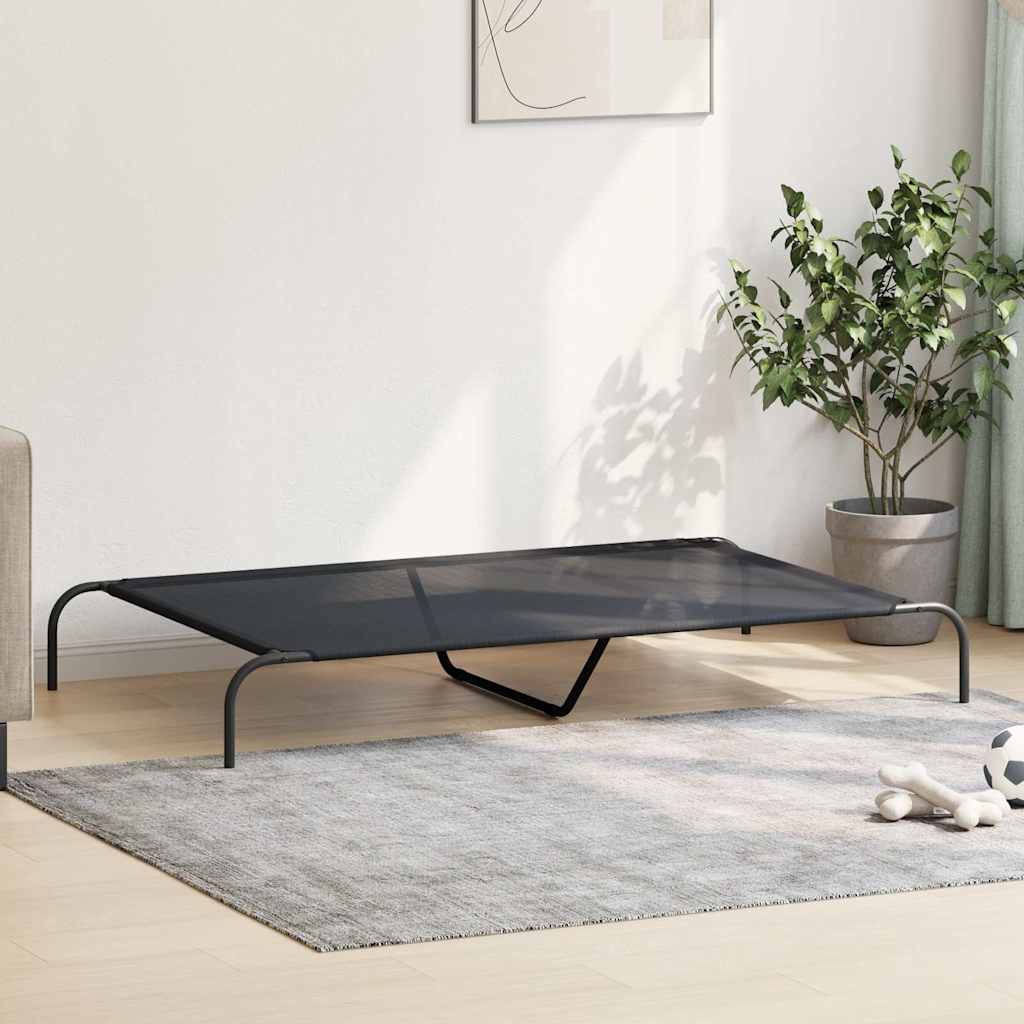 Povišeni krevet za pse crni 150x90x20 cm tekstil i čelik