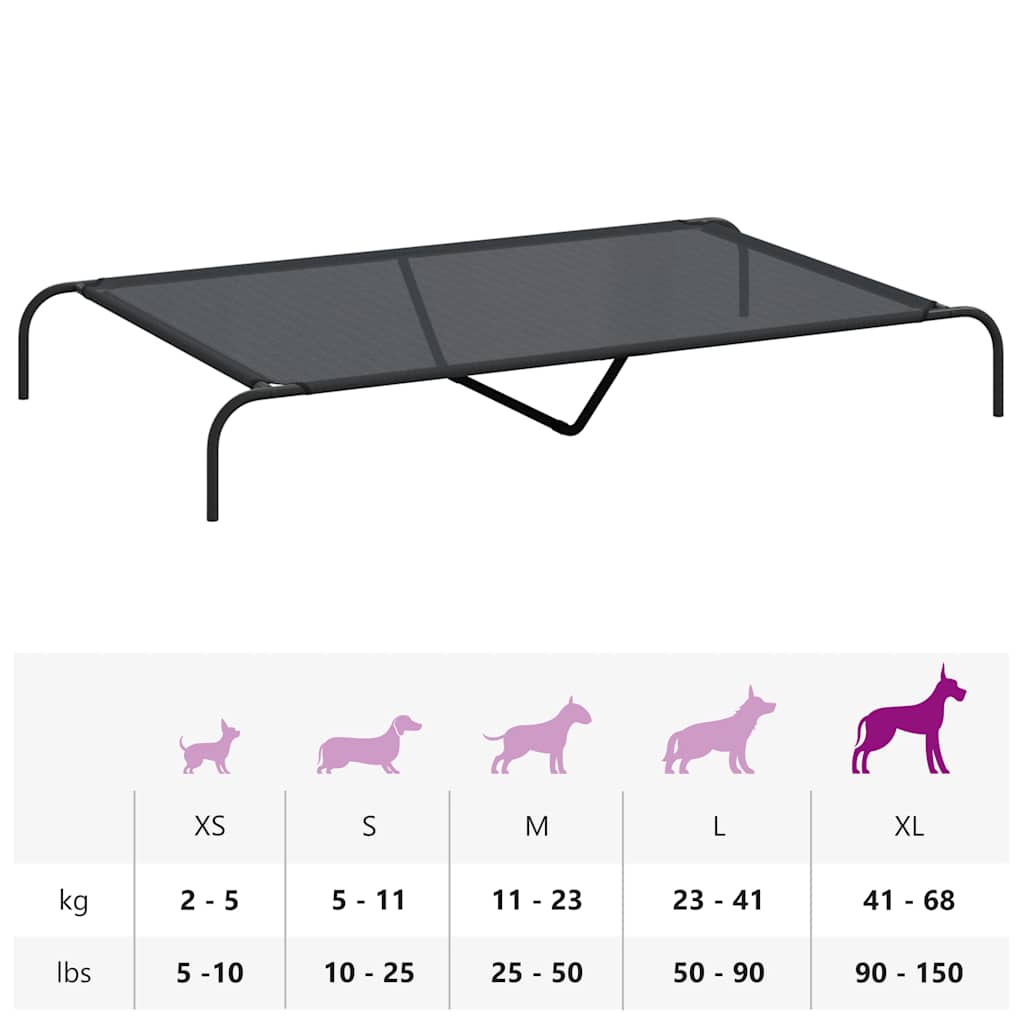 Povišeni krevet za pse crni 150x90x20 cm tekstil i čelik