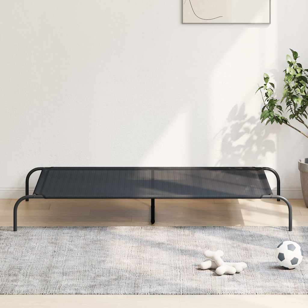Povišeni krevet za pse crni 150x90x20 cm tekstil i čelik